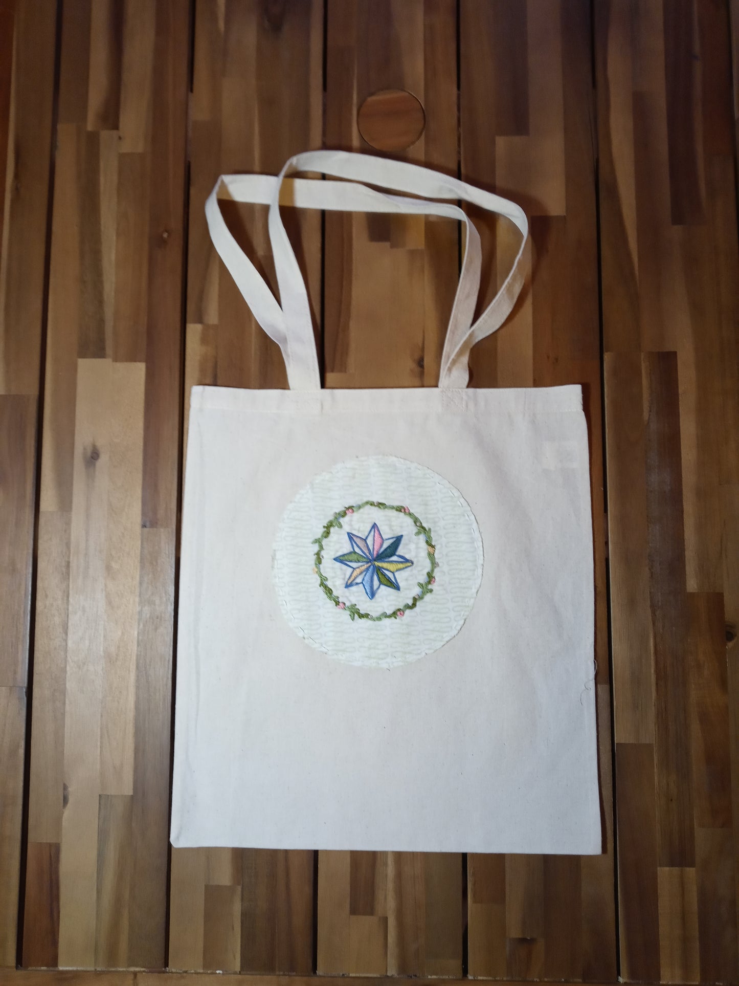 Hand embroidered tote bag - large design