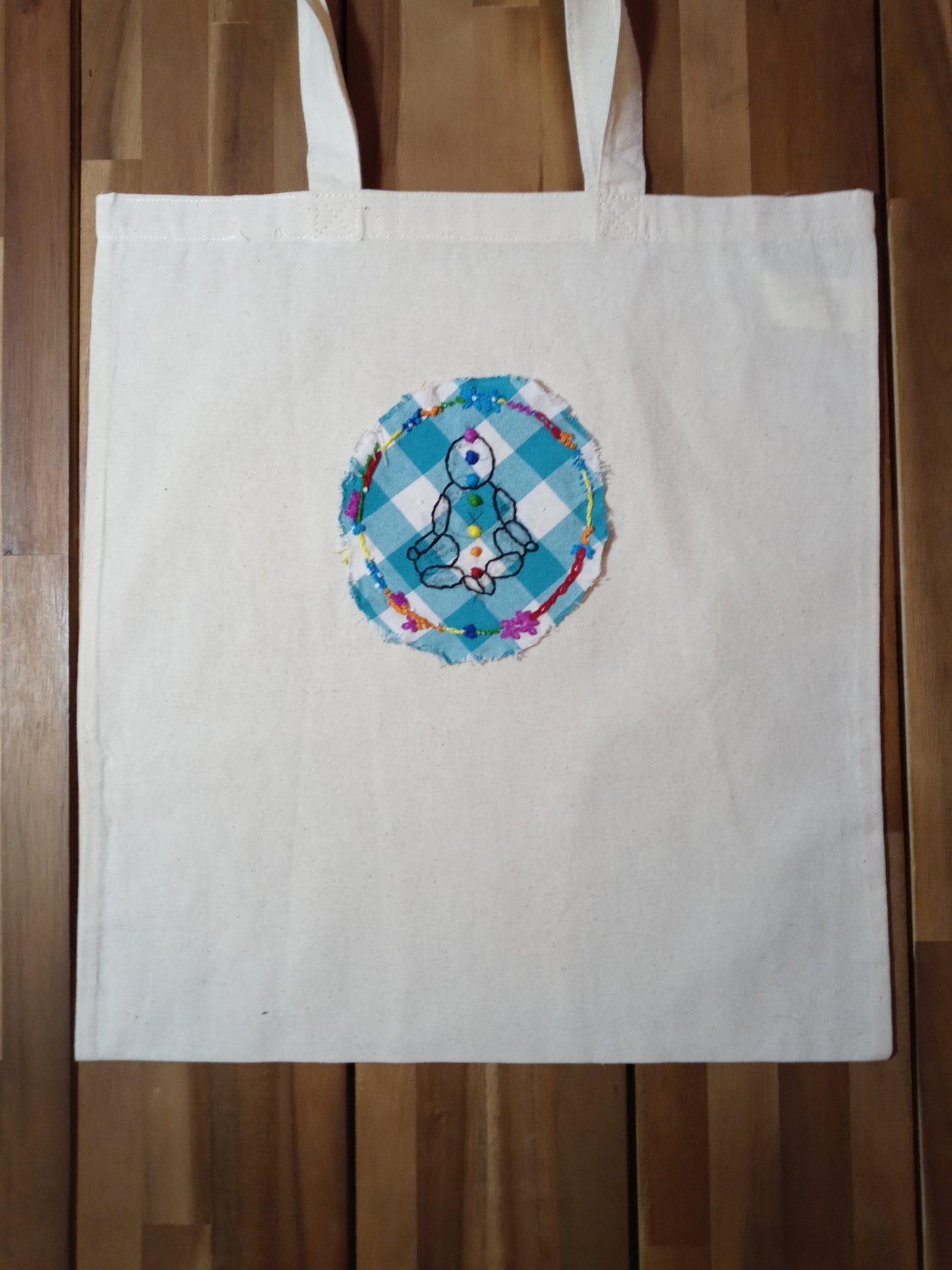 Hand embroidered tote bag - large design